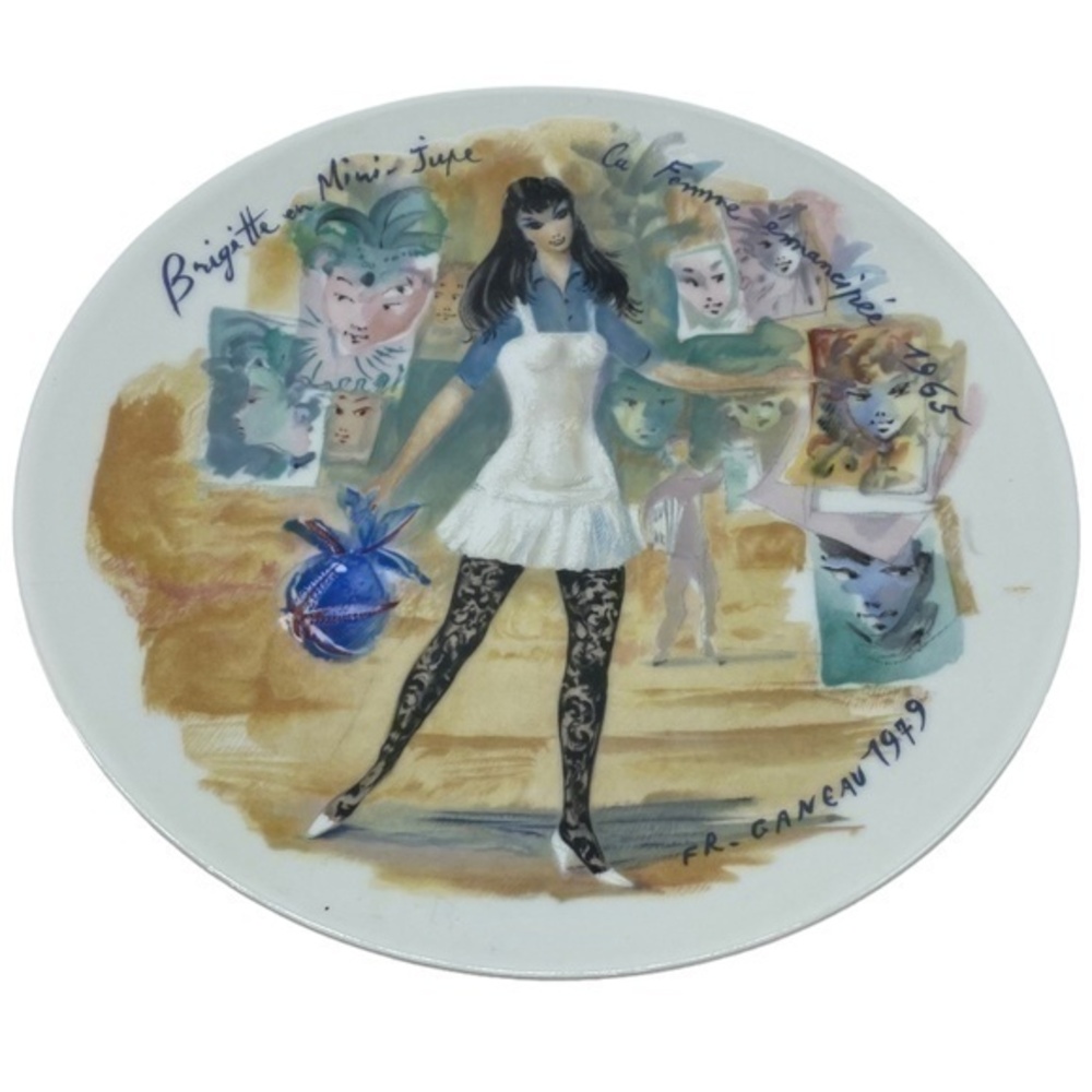 Vintage Limoges Brigitte in Mini Skirt The Liberated Woman 1965 Plate